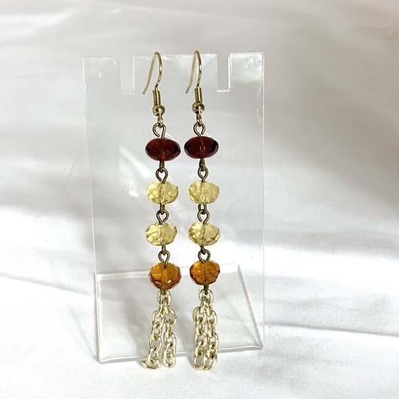 REIMAGINED Faceted Glass Bead Gold Tone Hook Earrings - Picture 4 of 5